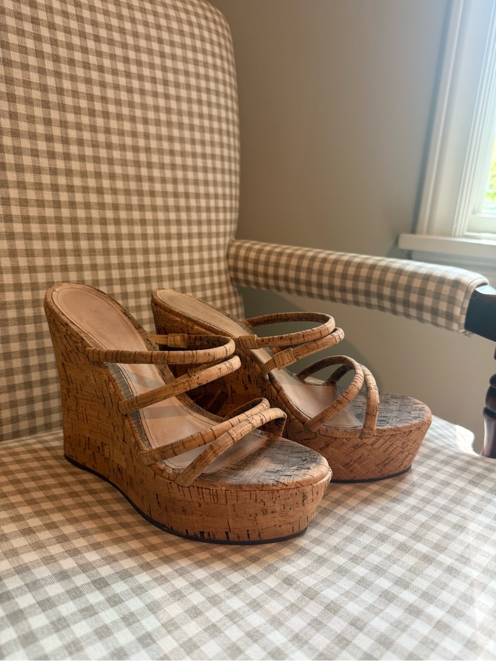 Schutz Cork Platform Wedge Sandals